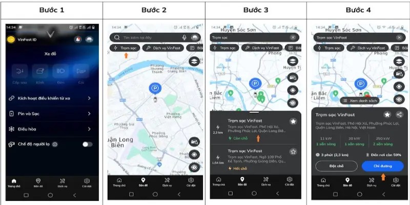 Cách tìm trạm sạc Vinfast