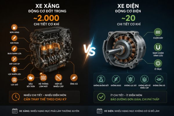Chi phí bảo dưỡng xe xăng và xe điện