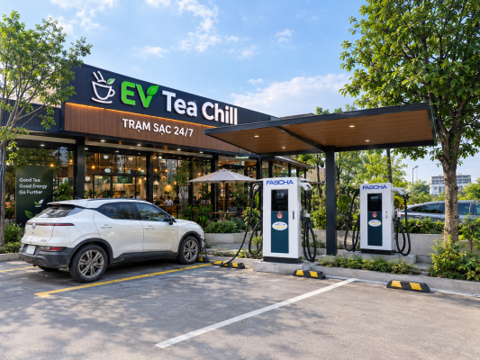 Lắp trạm sạc xe điện tại nhà hàng, quán cafe