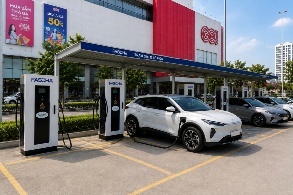 mô hình siêu thị tích hợp trạm sạc