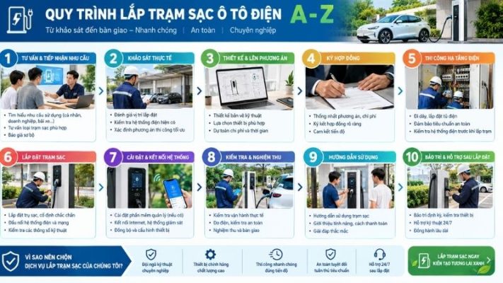Quy trình lắp trạm sạc từ A-Z