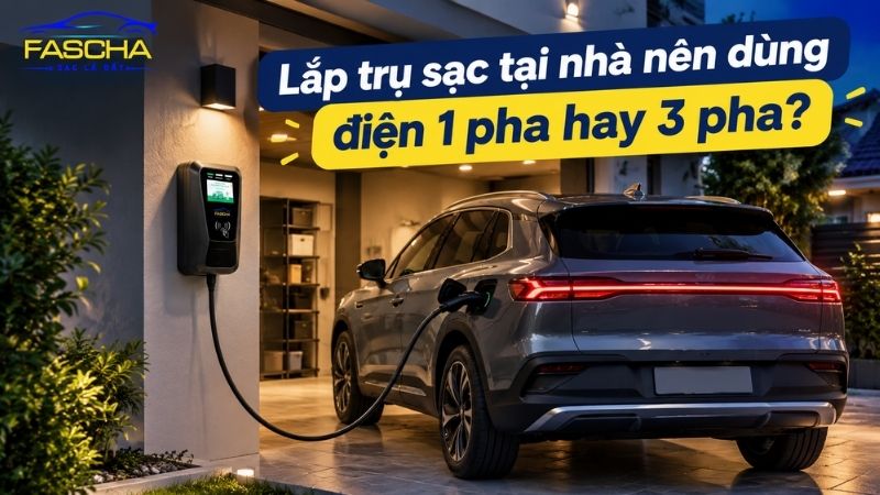 Lắp trụ sạc tại nhà nên dùng điện 1 pha hay 3 pha