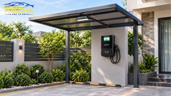 lắp trụ sạc tại nhà ngoài trời