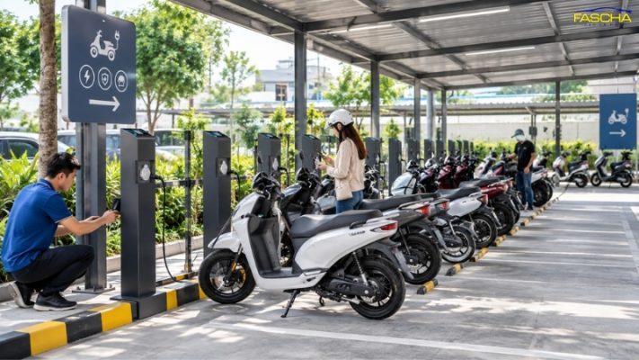 Kinh doanh trạm sạc xe máy điện tại bãi đỗ xe
